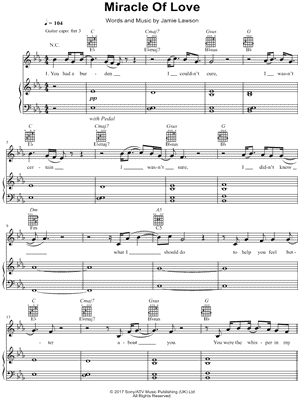 Miracle of Love by Jamie Lawson - Sheet Music