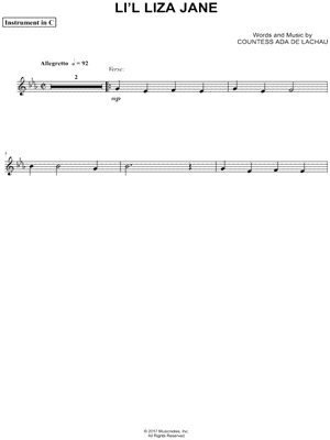 Li'l Liza Jane - C Instrument