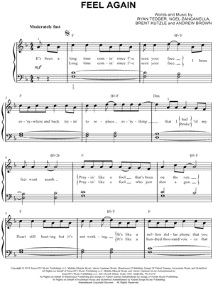 Feel Again by OneRepublic - Sheet Music