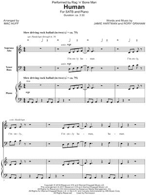 Human by Rag'n'Bone Man - Sheet Music