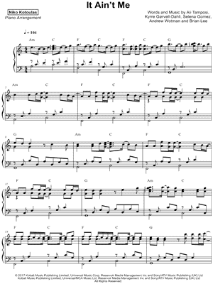 It Ain't Me by Niko Kotoulas - Sheet Music