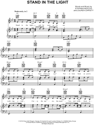 Stand in the Light by Jordan Smith - Sheet Music