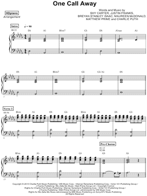 One Call Away by HDpiano - Sheet Music