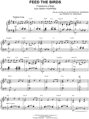 Feed the Birds from Mary Poppins - Sheet Music