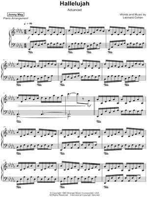 Hallelujah by Jonny May - Sheet Music