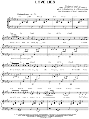 Love Lies by Khalid & Normani - Sheet Music