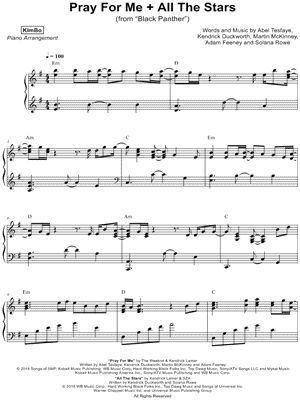 Pray For Me + All the Stars by KimBo - Sheet Music