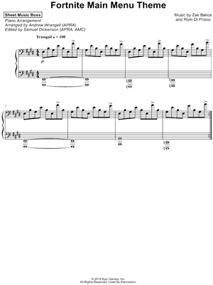 Fortnite Main Menu Theme by Sheet Music Boss - Sheet Music