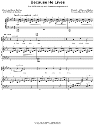Because He Lives by Jack Schrader - Sheet Music