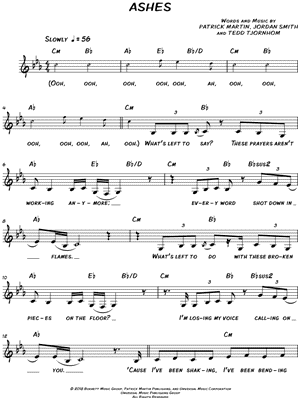 Ashes by Celine Dion - Sheet Music