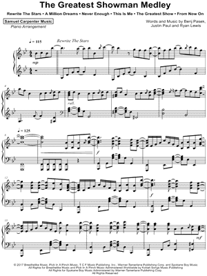 The Greatest Showman Medley by Samuel Carpenter - Sheet Music