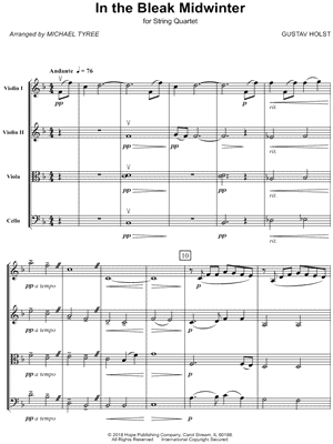 In the Bleak Midwinter - String Quartet by Michael Tyree - Sheet Music