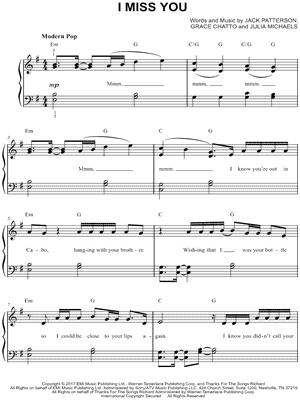 I Miss You by Clean Bandit feat. Julia Michaels - Sheet Music