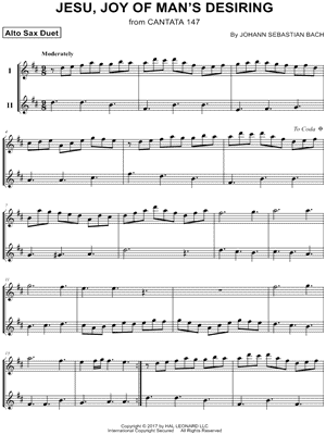Jesu, Joy of Man's Desiring - Alto Saxophone Duet