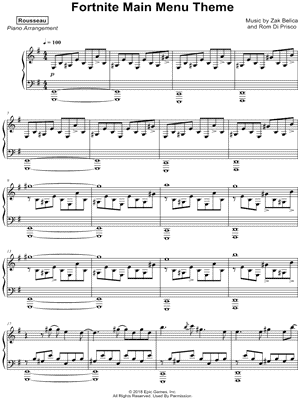 Fortnite Main Menu Theme by Rousseau - Sheet Music