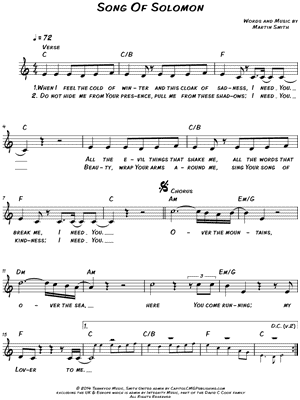 Song Of Solomon by Martin Smith - Sheet Music