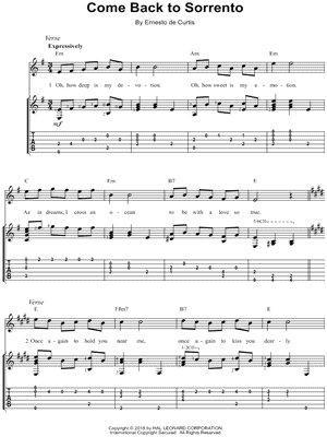 Torna a Surriento by Ernesto De Curtis - Sheet Music