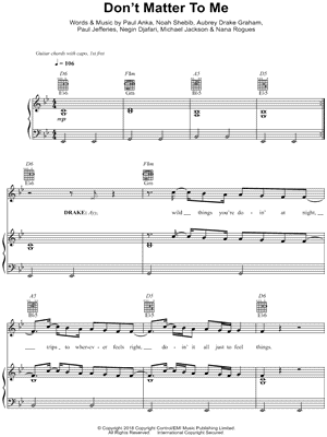 Don't Matter to Me by Drake feat. Michael Jackson - Sheet Music