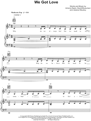 We Got Love by Jessica Mauboy - Sheet Music