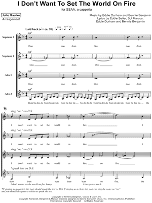 I Don't Want to Set the World on Fire by Julie Gaulke - Sheet Music