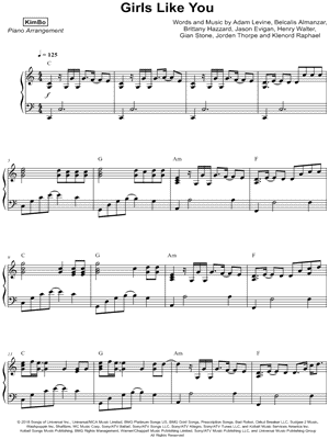 Girls Like You by KimBo - Sheet Music
