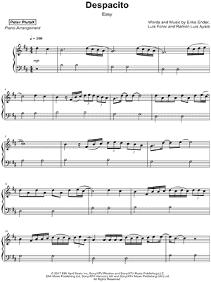 Despacito [Easy] by Peter PlutaX - Sheet Music