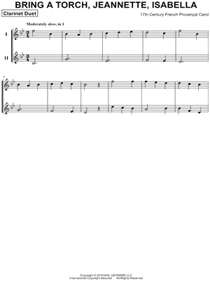 Bring a Torch, Jeannette, Isabella - Clarinet Duet