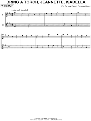 Bring a Torch, Jeannette, Isabella - Violin Duet