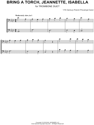 Bring a Torch, Jeannette, Isabella - Trombone Duet