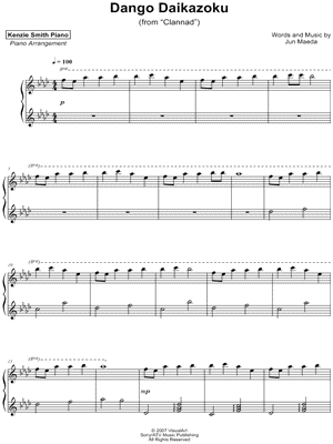 Dango Daikazoku by Kenzie Smith Piano - Sheet Music