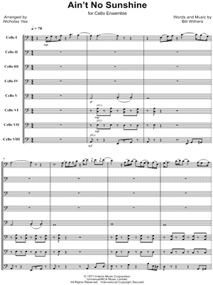 Ain't No Sunshine - Cello Ensemble