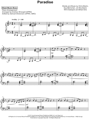 Paradise by Sheet Music Boss - Sheet Music