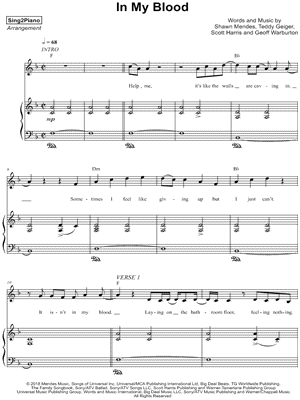 In My Blood by Sing2Piano - Sheet Music