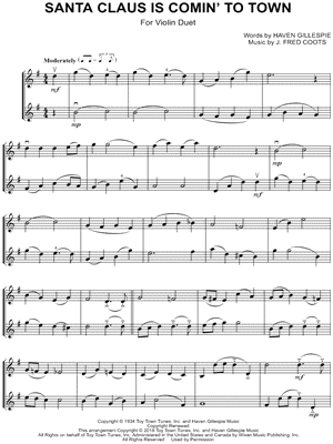 Santa Claus Is Comin' to Town - Violin Duet