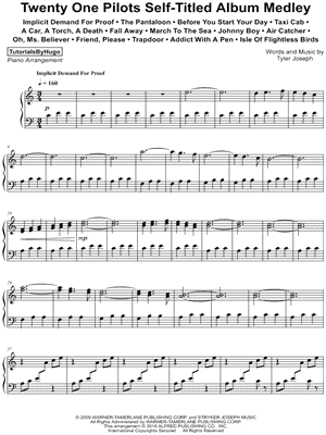 Twenty One Pilots Self-Titled Album Medley by TutorialsByHugo - Sheet Music