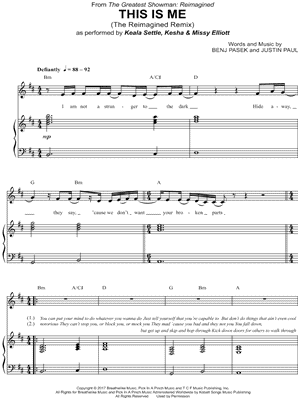 This Is Me (The Reimagined Remix) by Keala Settle; Kesha & Missy Elliott - Sheet Music