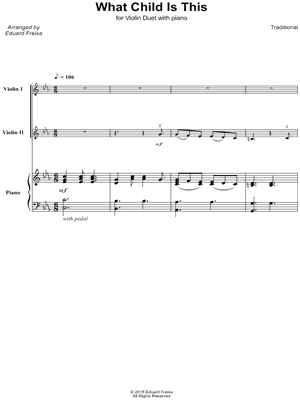 What Child Is This? - Violin Duet & Piano