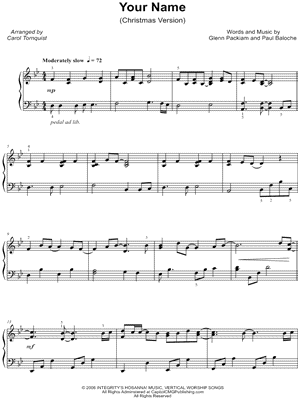 Your Name (Christmas Version) by Carol Tornquist - Sheet Music