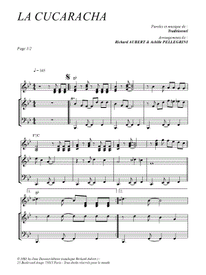 La Cucaracha by Traditional Mexican Folk Song - Sheet Music