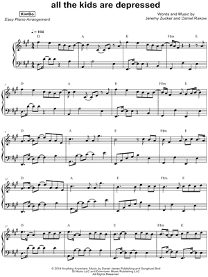all the kids are depressed by KimBo - Sheet Music