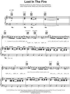 Lost in the Fire by Gesaffelstein & The Weeknd - Sheet Music