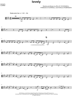 lovely - Viola by Billie Eilish & Khalid - Sheet Music