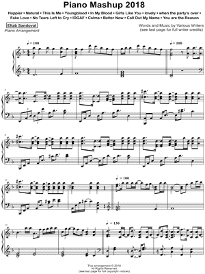 Piano Mashup 2018 by Eliab Sandoval - Sheet Music