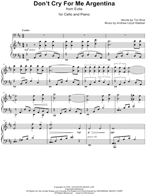 Don't Cry for Me Argentina - Cello & Piano