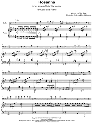 Hosanna from Jesus Christ Superstar - Sheet Music