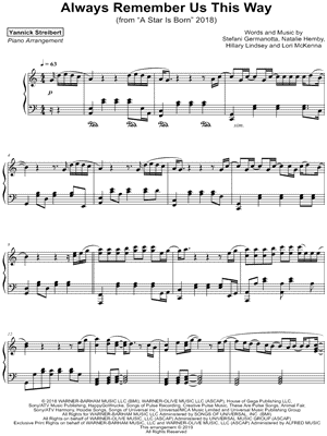Always Remember Us This Way by Yannick Streibert - Sheet Music