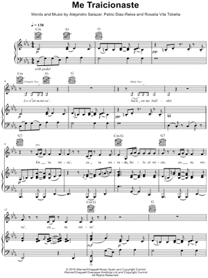Me Traicionaste by ROSALÍA feat. A.CHAL - Sheet Music
