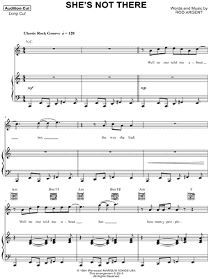 She's Not There by The Zombies - Sheet Music