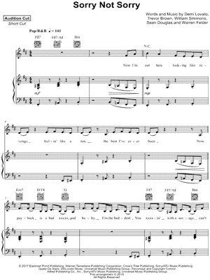 Sorry Not Sorry by Demi Lovato - Sheet Music