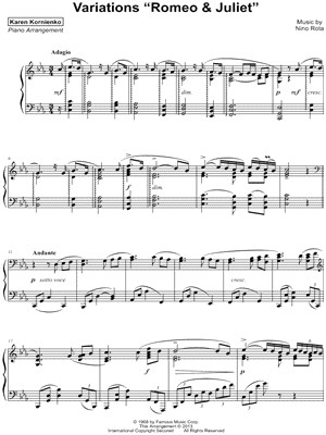 Variations Romeo & Juliet by Karen Kornienko - Sheet Music
